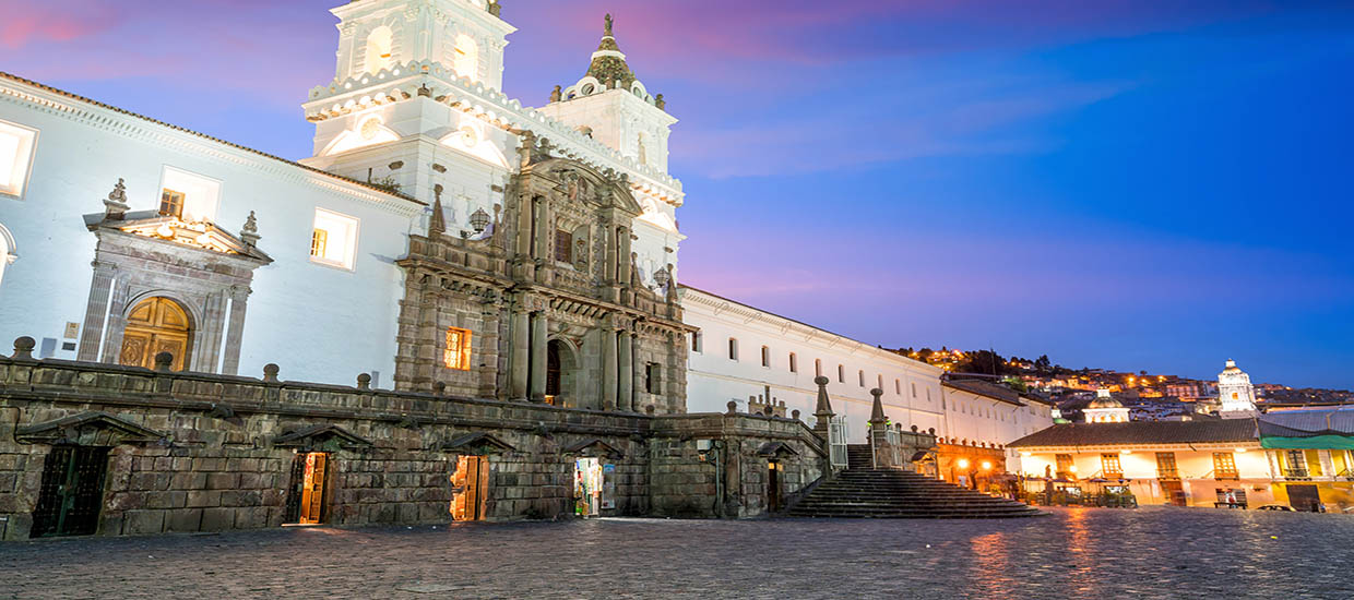 A stock photo of the Plaza De San Francisco in Quito, Ecuador.